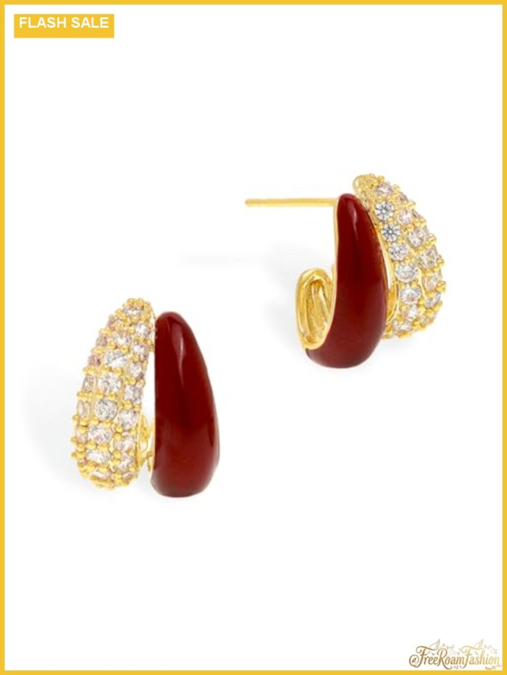 14K Gold Plated Double Hoop Earrings Dainty CZ Huggie Ear Stack